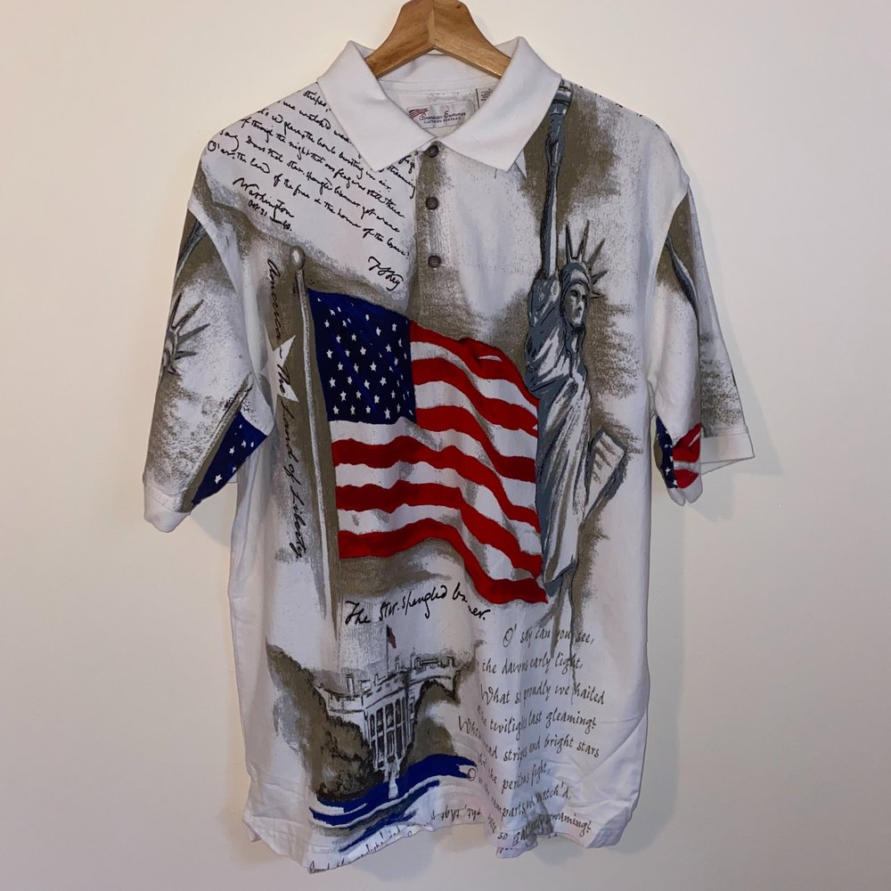American Summer Clothing Company Polo shirt America Theme Size L